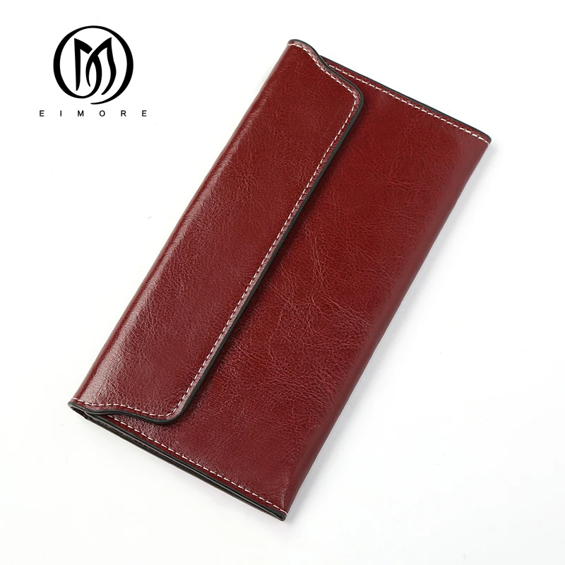 

EIMORE Genuine Leather Women Wallet Long Purse Designer Brand Women Credit Card Holder Wallet Slim Cluth bag carteras tarjetero