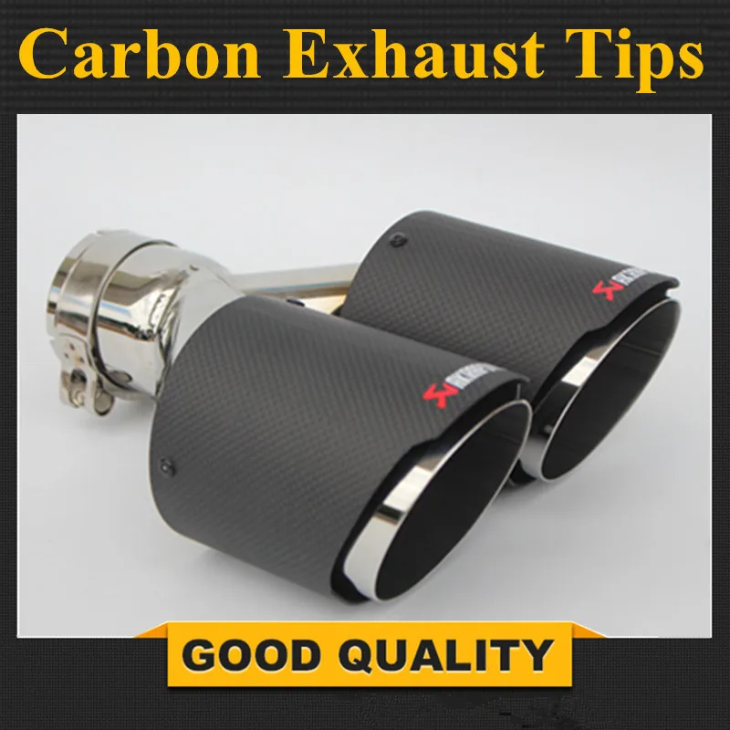 

1 Piece Y Model Akrapovic Car Exhausts Dual End Tips Universal Carbon Dual End Muffler Pipes Tail Tips