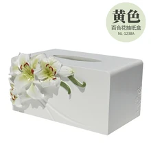 Paper Rack Lilies resin Car Home Rectangle Tissue Box Container Towel Napkin Tissue Holder home decor storage European American