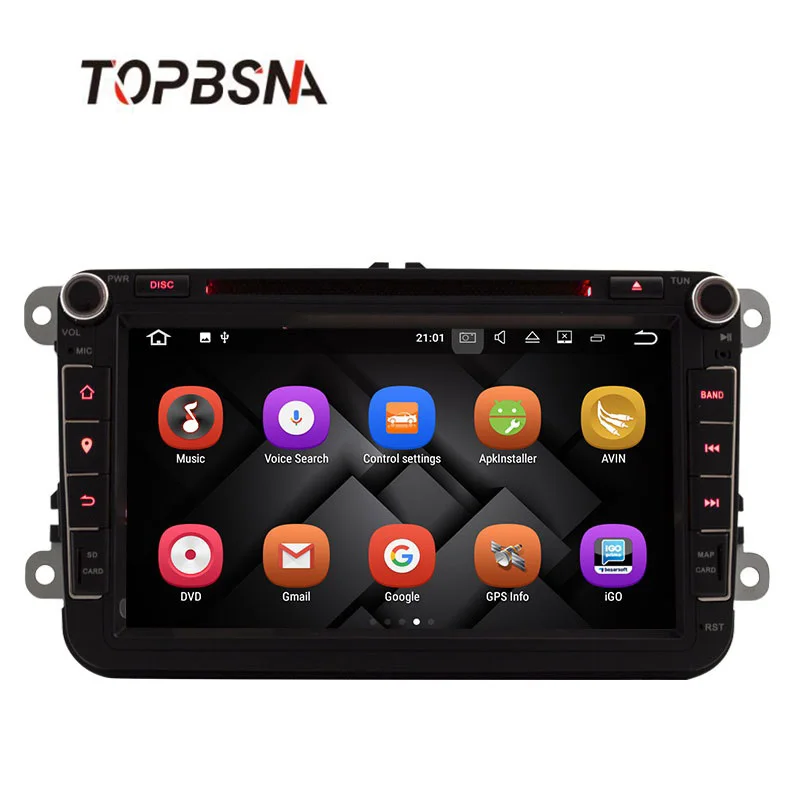Top TOPBSNA Android 7.1 Car DVD Player For Volkswagen VW Passat B6 CC b7 Polo MK4 MK5 Golf 4 5 Tiguan Jetta BORA 2 Din GPS Navi RDS 1