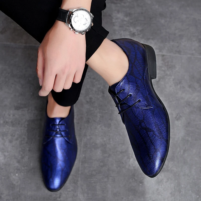 fashion snake skin men leather dress shoes cool designer evening party male footwear italian wedding brogue oxford shoes for men (13)