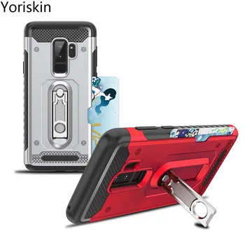 

Slider Card Slot Case Rugged Armor Cover For Samsung Galaxy S9 S9 Plus Heavy Duty Protection Cover With Reinforced Stand Case