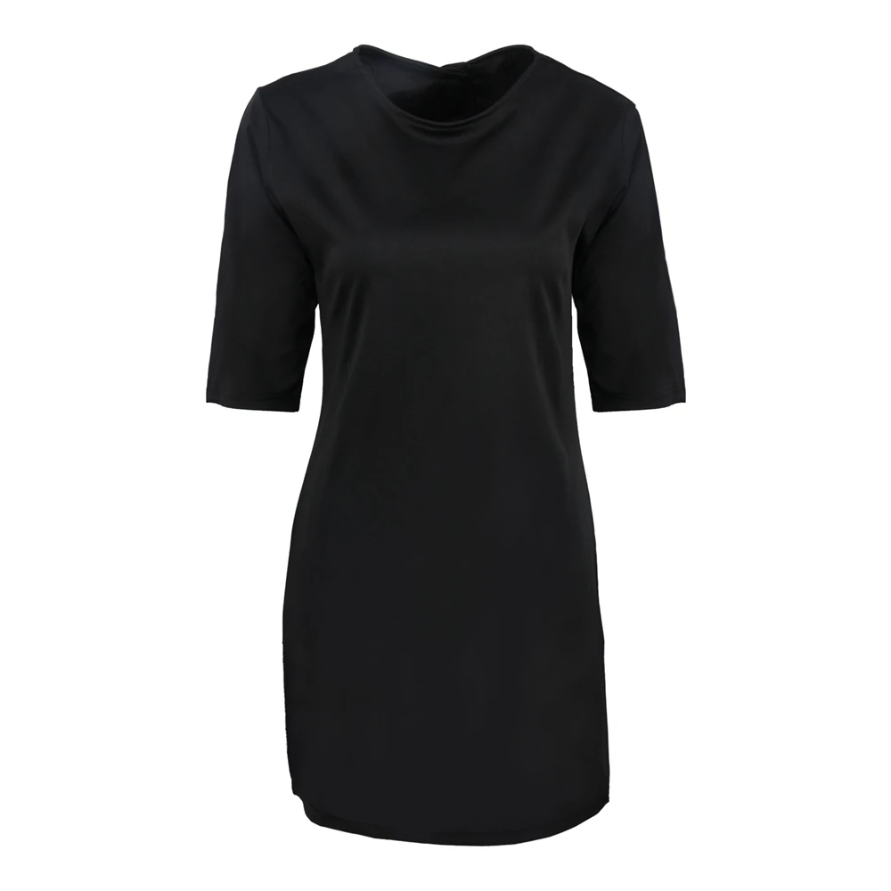 Louyebouho Women Sexy Party Dress Half Sleeve Solid Color Back Buttons Slim Short Dress Ladies Casual Dresses Clubwear Vestido
