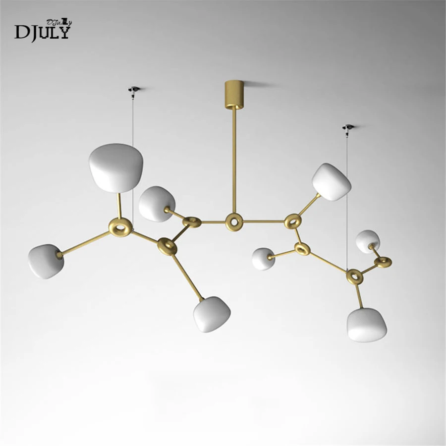 

postmodern gold iron tree branch chandelier lighting for villa living room indoor glass molecule lamp kitchen led light fixtures