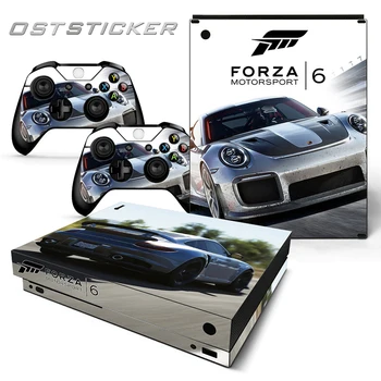 

free shipping OSTSTICKER Sports Car Vinyl Skin Stickers Protection Cover for Xbox One X Console and 2pcs Controller