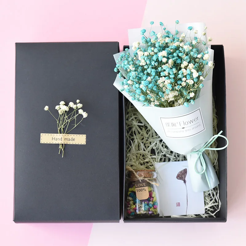 1 шт., изготовленные вручную свадебные украшения, маленький подарок для дам, Гипсофила искусственная, цветок, сухоцветы с подарочной коробкой PT23