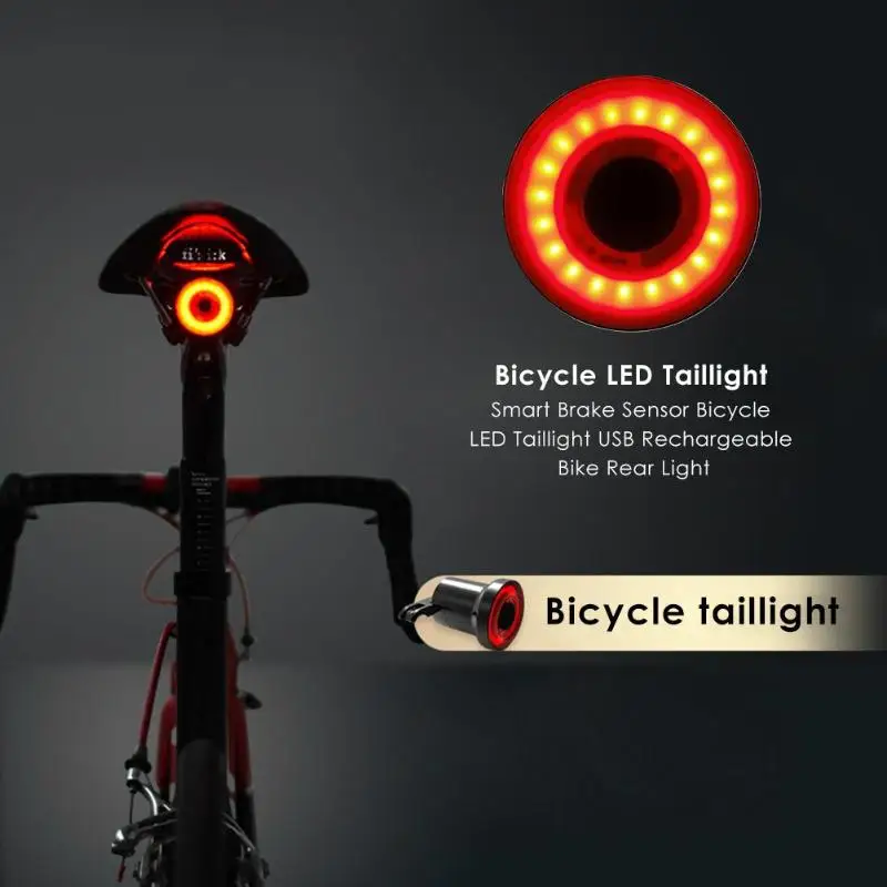 

Smart Brake Sensor Bicycle Cycling LED Taillight USB Rechargeable Waterproof Bike Rear Light MTB Road Rear Cycle Led Taillights