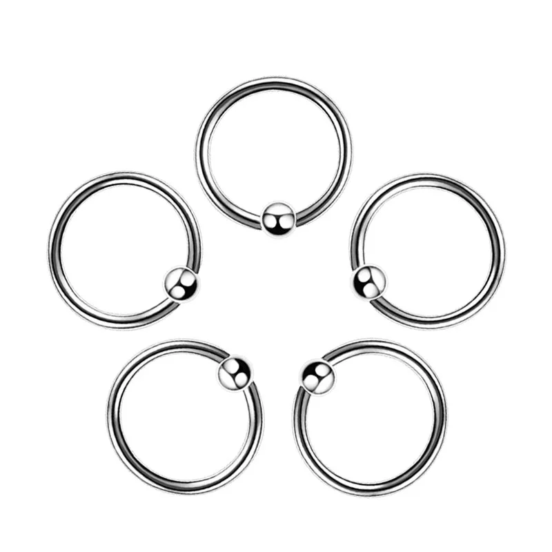 

2PCS Surgical Steel Captive Bead Ring Ear Hoop Nose Ring Ear Tragus Cartilalge Piercing Nipple Ring Body Jewelry Earring