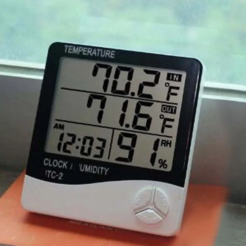 

Digital Alarm Clock LCD Electronic Kids Meter 8190 Plastic Office Thermometer Without Battery Multifunction Wake Up Projector