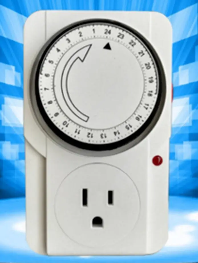

24 Hr US Plug in Mechanical Grounded Programmable Timer Indoor GOOD