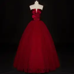 Красный свадебное платье из фатина цветочный принт де mariée бретелек Узелок Vestido De Noiva пол Длина Vestidos De Novia 2018