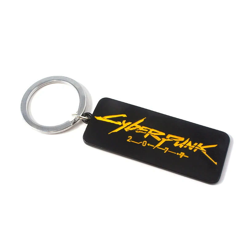 

Game Cyberpunk 2077 Keychain Square Letter Logo Pendant Key Chain for Men Personalized Car Keyring Jewelry Gift