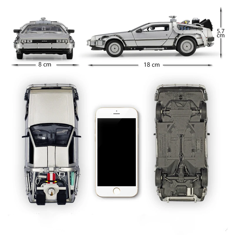 WELLY 1:24 Diecast Simulation Model Car DMC-12 Delorean Time Machine Back To The Future Cars Toys M