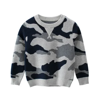 

Camouflage Baby Boy Sweater Knitted Kids O-Neck Sweater Cardigan Long Sleeve Pullover Cotton Blends Elastic Coat Children Autumn