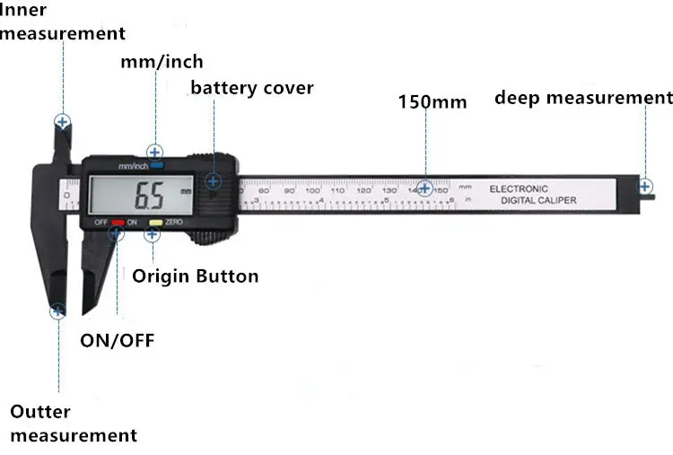 2 вида черный 100 мм/150 мм ЖК цифровой Электронный штангенциркуль из углеродного волокна Калибр микрометр измерительный инструмент