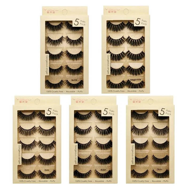 

5Pair Soft Natural Slender Black 3D Mink Hair Eyelashes Handmade Thick False Eyelash EyeLashes Extension Makeup Tools TSLM1
