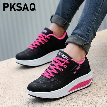 

Women Casual shoes 2019 new arrival fashion pu leather breathable waterproof wedges shoes woman casual shoes women sneakers