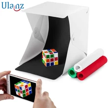 Button Mini Folding Lightbox Photography Studio Softbox LED lightroom Box for iPhone Canon Nikon DSLR Camera