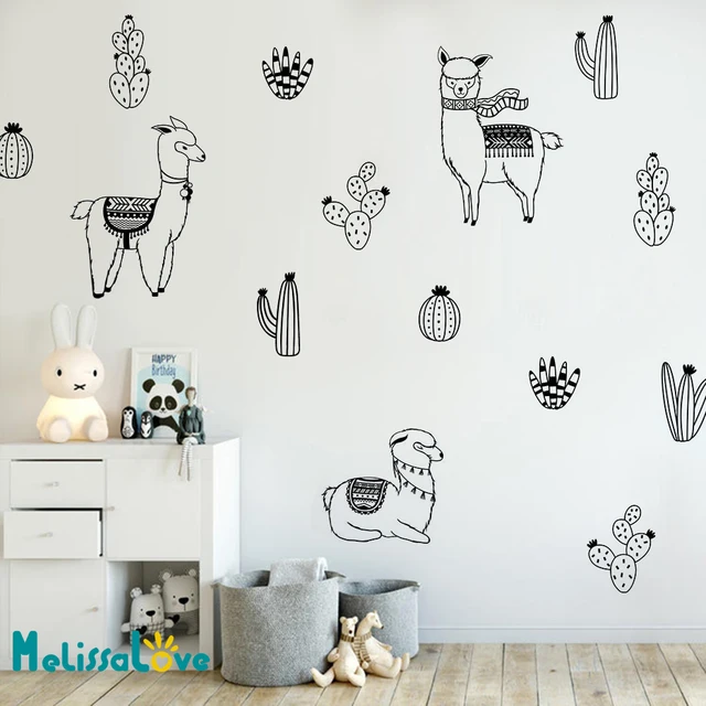 alpacas and cacti wall decals kids room diy stickers for baby room