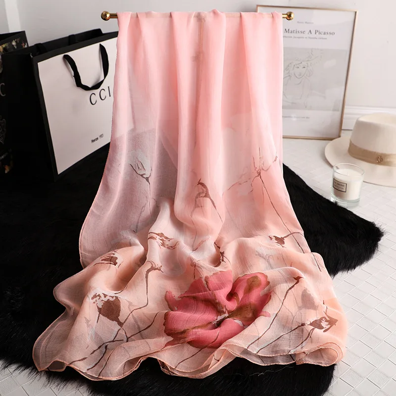 

2019 spring summer women scarf fashion print large size silk scarves shawls and wraps lady pashmina beach sotles hijabs foulard