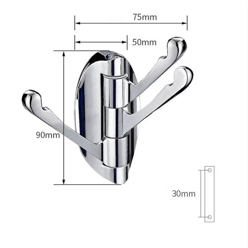 Крючки для халатов вращение 3 крючка хромированная настенная вешалка для одежды тканевый крючок сумка Caddy вешалки дверной крючок аксессуар