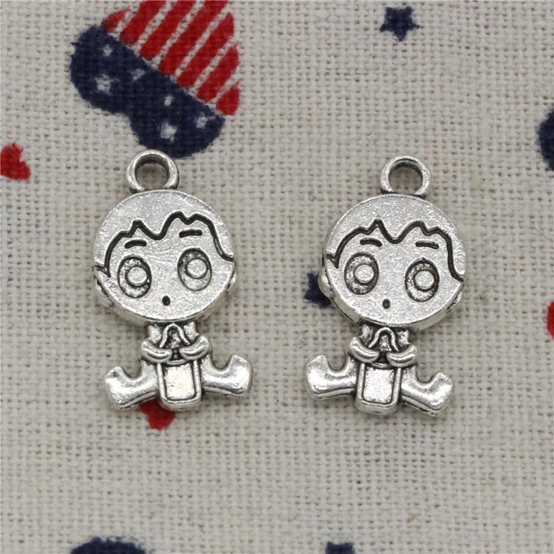3pcs Charms baby boy 24*13mm Tibetan Silver Vintage Pendants For