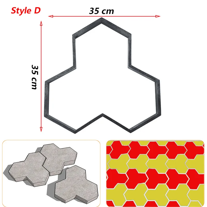 Своими руками тротуарный цемент кирпичные формы DIY пластиковые форма для бетона изготовления дорожек для плитки тротуарной сада искусственные каменные дорожные бетонные формы для сада домашнего пути брусчатки - Цвет: Style D