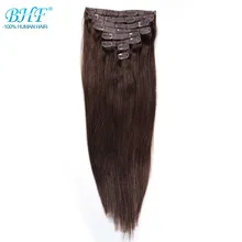 BHF Clip in Human Hair Extensions Remy Straight Full Head Clip In Extensions 8 pieces/set 120g Free shipping 100% Natural Hair