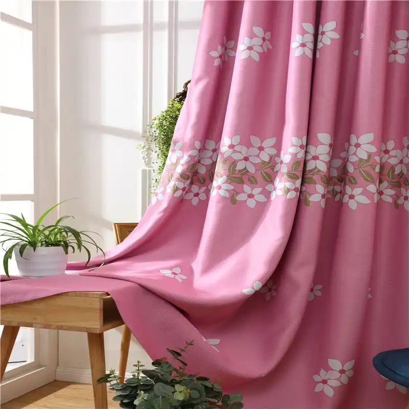 Modern Blackout Curtains Peach Blossoms Printed Window Drapes For
