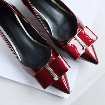 

MLJUESE 2019 women flats Soft Cow leather black color comfortable flats shoes crystal heel bow-tied spring autumn casual shoes