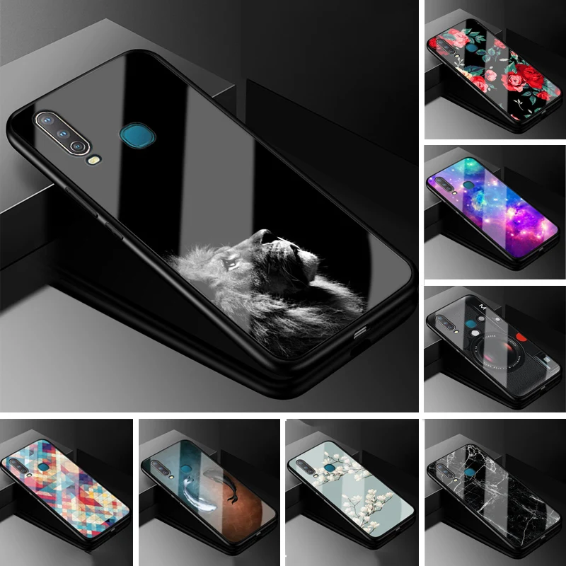 Чехол для VIVO Y17 2019 пластиковый стеклянный чехол телефона черный бампер из ТПУ Vivo Y