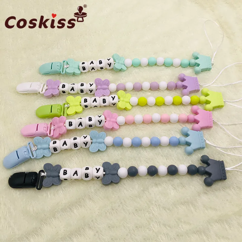 

1pc Silicone Personalize Pacifier Clip Chain Holder For Nipples Baby Pacifier Chain Custom 10mm Silicone Letter Pacifier
