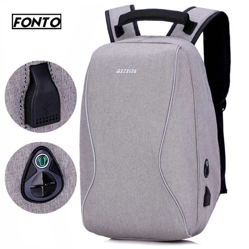

FONTO New Usb Charging Port Backpack Travel for Men Women 14 inch Anti thief Interlayer Laptop Backpack Leisure School Bag
