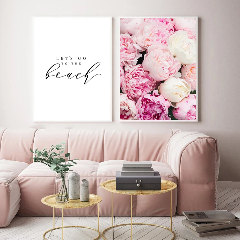 

Simple Style Pink Flower Painting Wall Art Canvas Posters Nordic Prints Decorative Picture Modern Home Bedroom Decoration