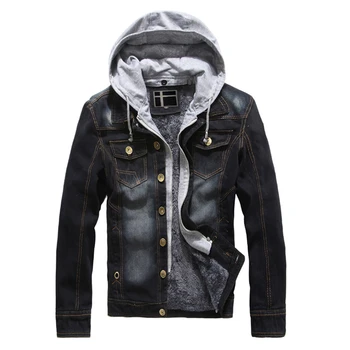 

2020 New Jean Jackets Men Autumn Winter Hot Sale Casual Style Top Design Hooded Quality Thick Overcoat Fashion Brand Clothing