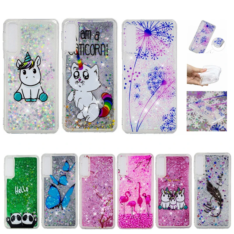 Quicksand Liquid phone cases for Samsung Galaxy A7 2018 A750 S8 S9 plus Note 9 A6 J4 J6 PLUS case Silicone Soft Back cover | Мобильные