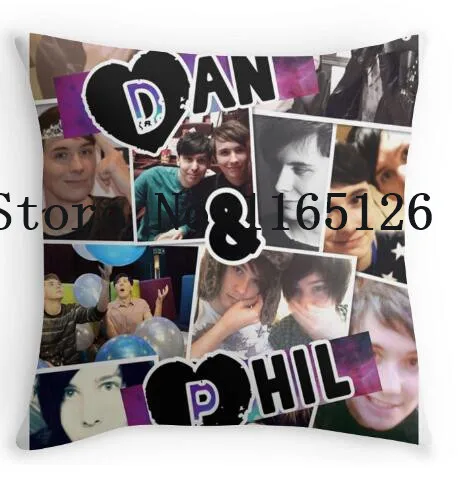 two sides printing dan and phil collage pillow cases for 12 14