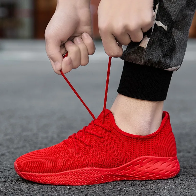 

Mens Summer Sneakers Mesh Shoes Trainers Zapatillas Deportivas Hombre Breathable Casual Shoes Sapato Masculino Big Plus Size Red