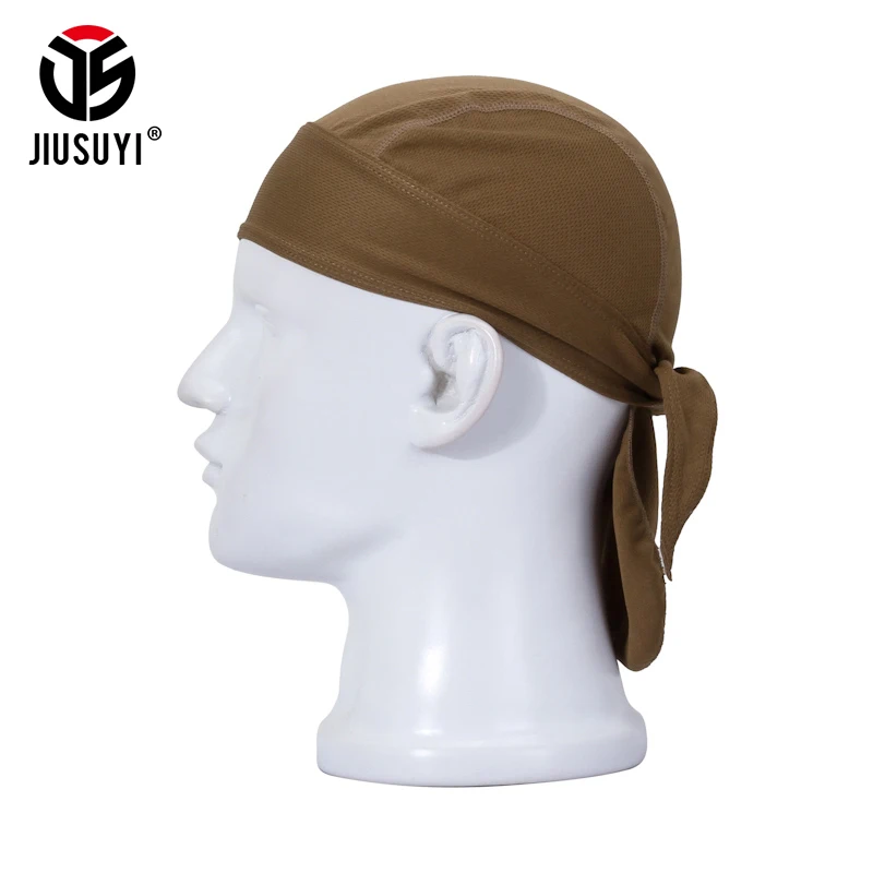 Moisture Wicking Blue White Shark Stretch Headwrap Biker Durag Skull Cap Hat
