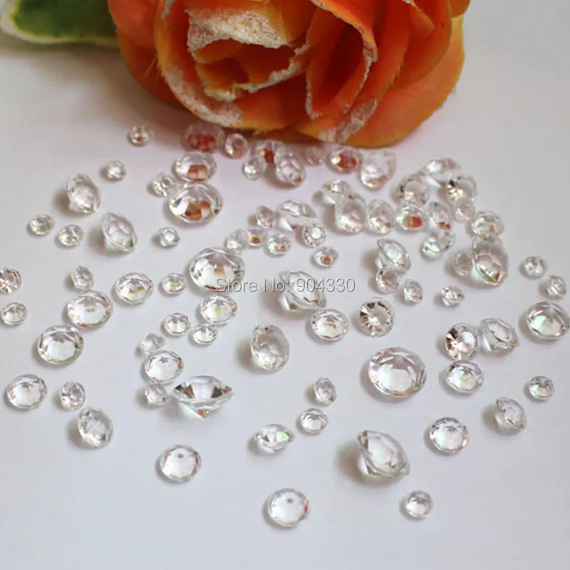 

Free Shipping LANZZAY 850pcs Clear Mix 4 Sizes Acrylic Crystal Diamond Confetti Wedding Party Table Vase Decoration High Clarity