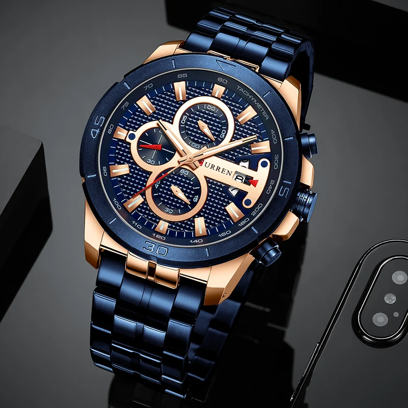 Billige CURREN Männer Uhr Top Luxus Marke Edelstahl Business Uhr Chronograph Armee Sport Quarz Männlichen Uhren Relogio Masculino