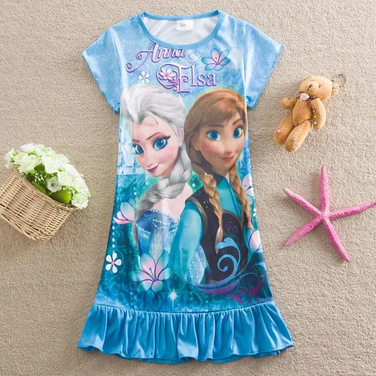 

New 2015 summer style Anna&Elsa dress children clothing girls dress kids girls princess deress girl party dress nightgown