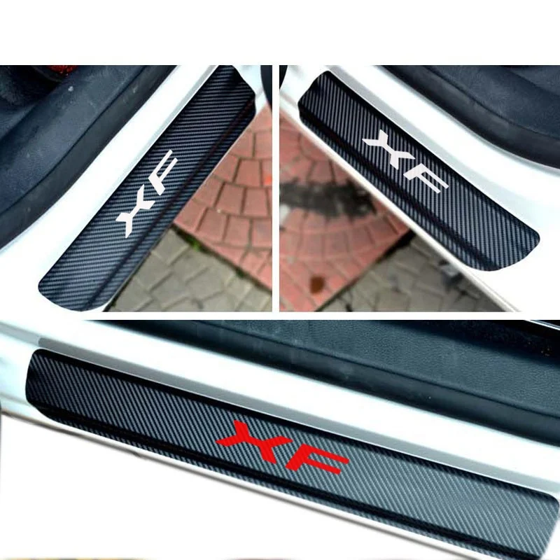 

Carbon Fiber Vinyl Sticker Car Door Sill Protector Scuff Plate For JAGUAR XF Car Accessories