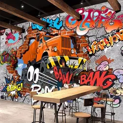 3D мультфильм большой грузовик сломанной стены из настенная для детей изготовление размеров под заказ фото стена Бумага кабинет диван фон