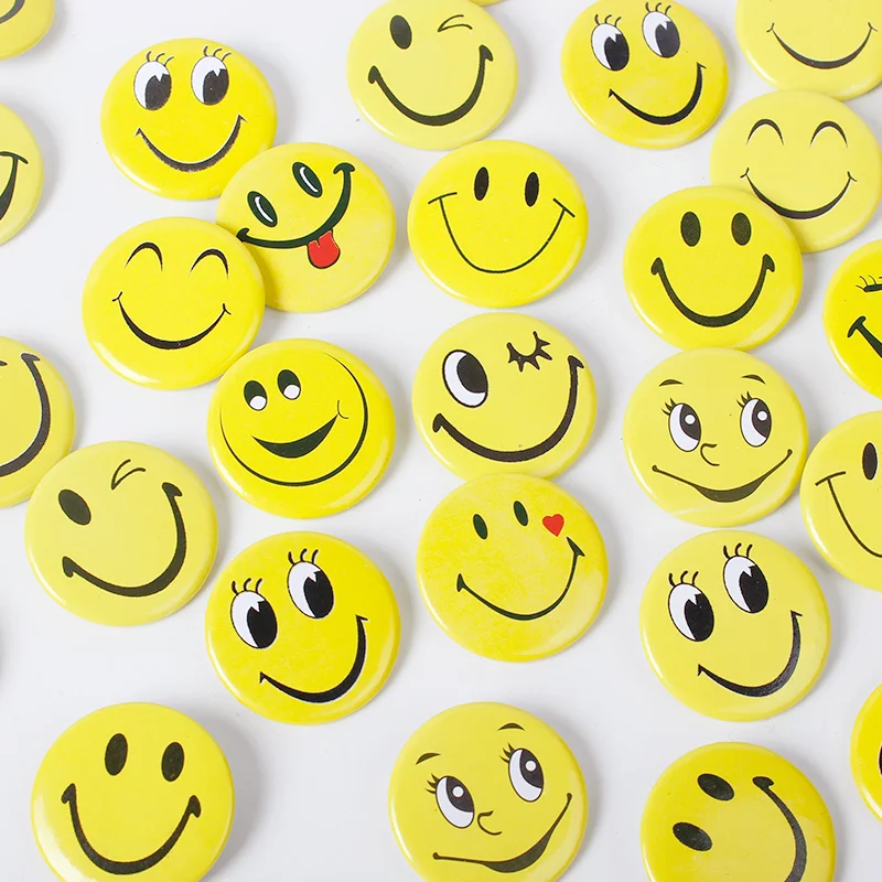 

20pcs! kawaii Round smiley face Micro chapter pin badges for backpack clothes Dress Scarf Brooch metal badge pins diy craft