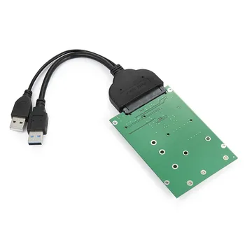 

10pcs/lot USB 3.0 to SATA 22pin 2.5" Hard Disk to 2 in 1 Combo Mini B/M-Key 2 Lane M.2 NGFF & mSATA SSD Adapter Converter