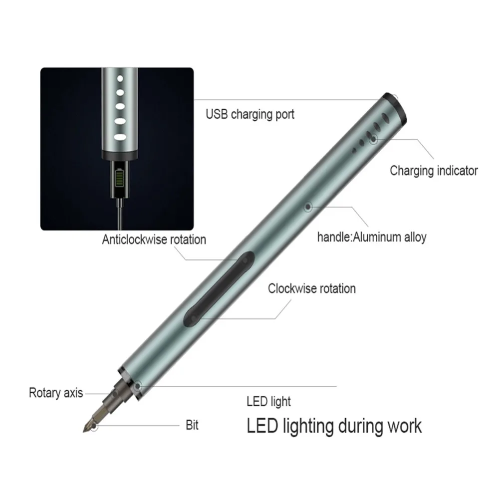 Мини Электрическая отвертка Перезаряжаемые беспроводные Мощность отвертка комплект с светодиодный светильник литий Батарея работает Мощность набор инструментов