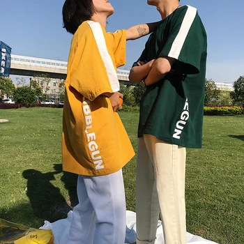 

2018 New Summer Men Lovers Short Sleeve Show Solicitude Color Letter Printing Personality City Boy Trend Exquisite Free shipping