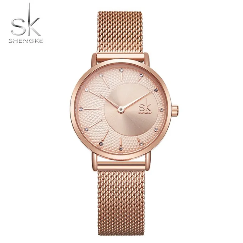 

SK Women Watch Rose Gold Dial Fashion Design Bracelet Watches Ladies WristWatch Clock Waterproof Relogio Feminino Montre Femme