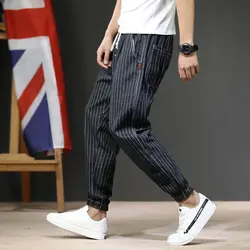 Хип-хоп Эластичный пояс повседневные брюки Модные Полосатые мужские спортивные брюки Беговые Брюки 2019 мужские дизайнерские шаровары